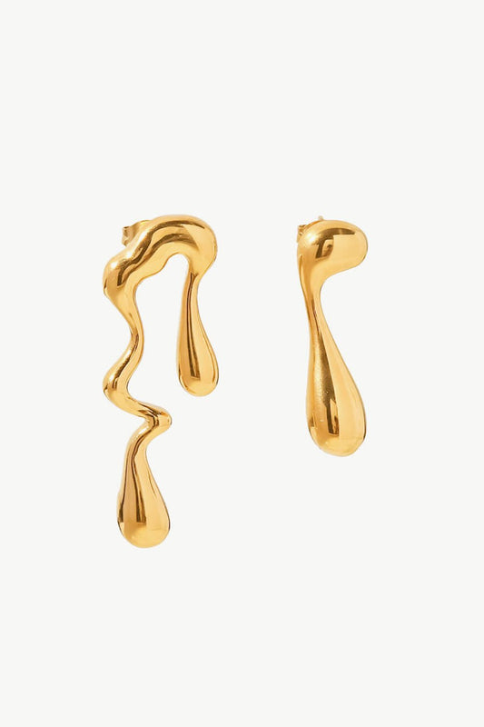 18K Gold Plated Geometric Mismatched Earrings - SolsticeChic100100041135884